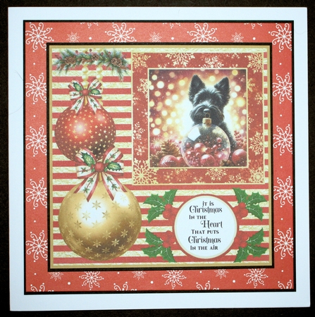 Christmas bauble Scottie card front 6 by Marion Kimberley-Scott