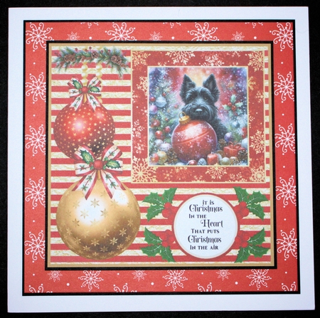 Christmas bauble Scottie card front 8 by Marion Kimberley-Scott