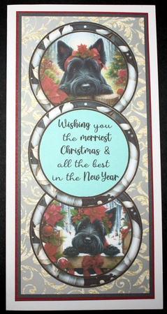 3 Christmas Scottie and Westie card fronts/toppers by Marion Kimberley-Scott