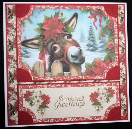 Poinsettia donkey easel topper and layered stopper(no base) 1 by Marion Kimberley-Scott