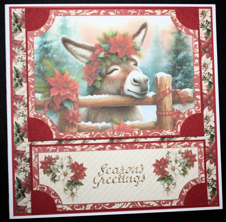 Poinsettia donkey easel topper and layered stopper(no base) 2 by Marion Kimberley-Scott