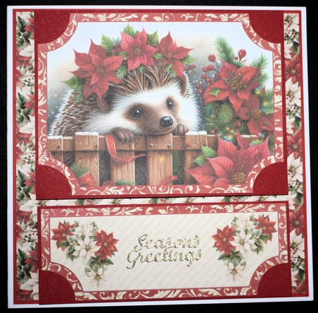 Poinsettia hedgehog easel topper and layered stopper(no base) 2 by Marion Kimberley-Scott