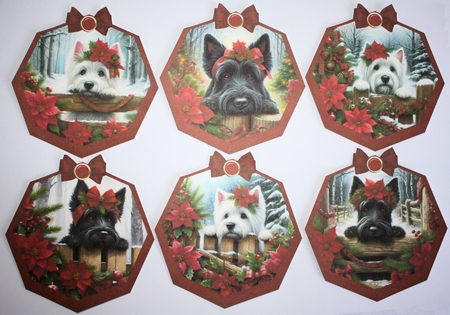 Christmas Scottie and Westie tags by Marion Kimberley-Scott