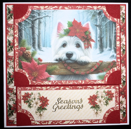 Poinsettia Westie easel topper and layered stopper(no base)1 by Marion Kimberley-Scott