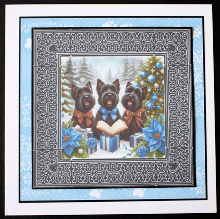3 Christmas carol Scotties card front/toppers 1 by Marion Kimberley-Scott