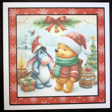 12 Christmas Pooh Bear and Eeyore Card Fronts 8 x 8 JPEG by Marion Kimberley-Scott