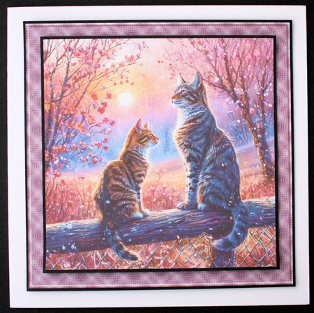 Blossom Tree Fence Cats by Marion Kimberley-Scott