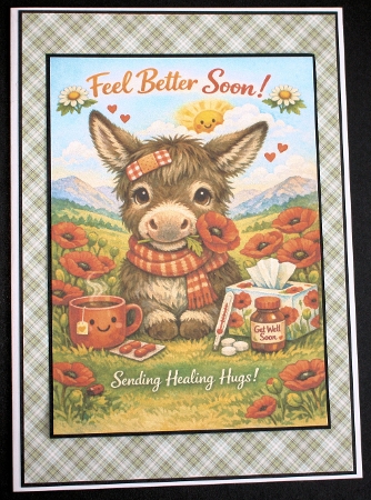 feel better soon  cute donkey by Marion Kimberley-Scott