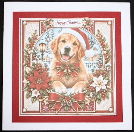 Festive Golden Retriever 1 Christmas -Quick Card Front with Sentiments  by Marion Kimberley-Scott