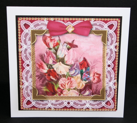 Lace Pink Sweet Peas 5in Scallop Bottom Stacker by Marion Kimberley-Scott
