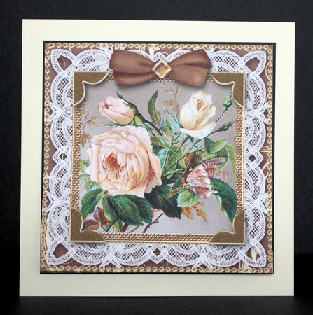 Lace Cream Roses 5in Scallop Bottom Stacker by Marion Kimberley-Scott
