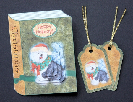 Christmas Sheep Dog Book Card by Marion Kimberley-Scott