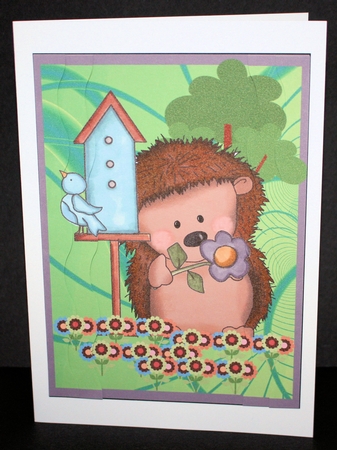 Hedgehog with Birdhouse by Marion Kimberley-Scott