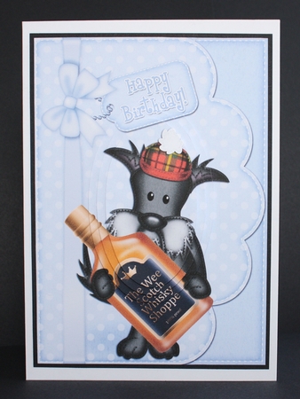 A5 Hamish Scottie Dog's Whisky Bottle Oval Pyramage Topper by Marion Kimberley-Scott