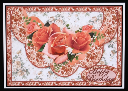 Peach Roses -faux Envelope Card by Marion Kimberley-Scott