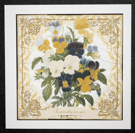 Pretty Floral Pansies Corner Stacker & Sentiments by Marion Kimberley-Scott