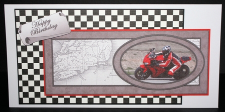 Red Motorbike Dl with Oval Shape by Marion Kimberley-Scott
