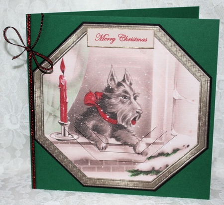 Dog Waiting for Christmas Octagon Card Front by Marion Kimberley-Scott
