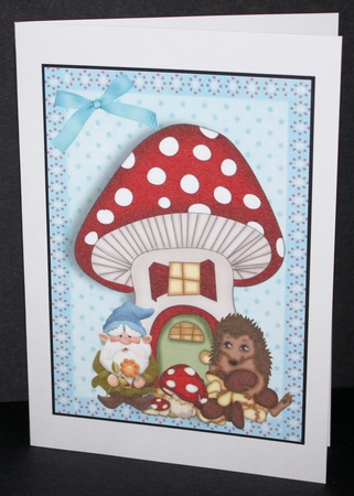 Toad Stool House with Hedgehog & Gnome A4 by Marion Kimberley-Scott