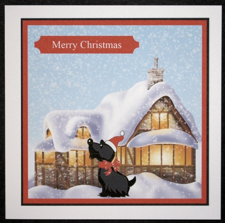Christmas Scottie Dog Scene Topper with Decoupage by Marion Kimberley-Scott