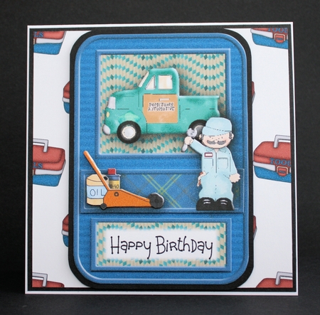 Blue Mr. Fix It Birthday/father's Day Card Topper by Marion Kimberley-Scott