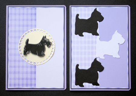 A5 Cream and Purple Plaid Card Fronts by Marion Kimberley-Scott