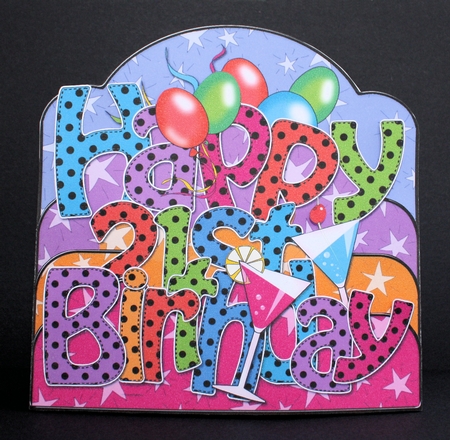 3D 21st Birthday Celebrations Pop Out Word Card by Marion Kimberley-Scott