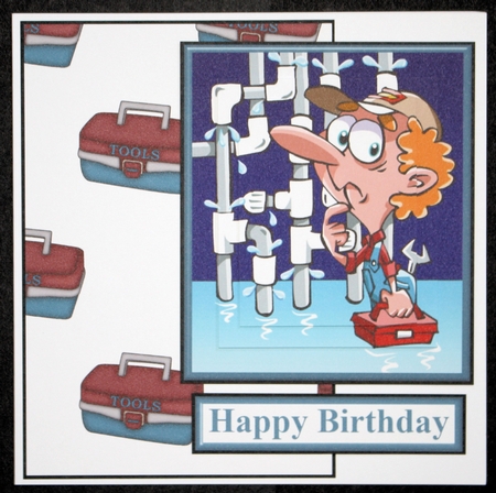 Humourous Plumber Topper & Pyramage - Father's Day/birthday by Marion Kimberley-Scott