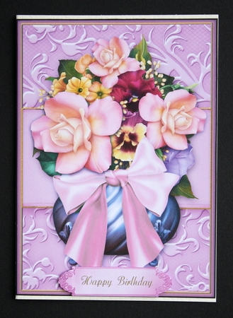 Pot of Flowers 6x8 Pink Card Front by Marion Kimberley-Scott