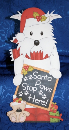 3D On the Shelf Card Kit - Jock Westie Dog has a message for Santa Paws by Marion Kimberley-Scott