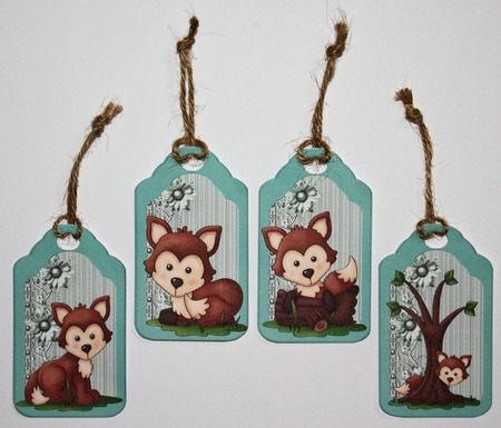 4 Cute fox tag toppers by Marion Kimberley-Scott