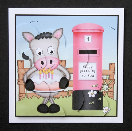 GiGi Horse has a Birthday Cake Shell Edged Corner side stacker by Marion Kimberley-Scott