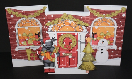 3D Christmas Up Front Card -  Hamish Scottie Dog is delivering the Christmas Presents by Marion Kimberley-Scott
