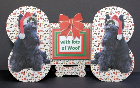 Scottie Dog Christmas Bone shaped card by Marion Kimberley-Scott