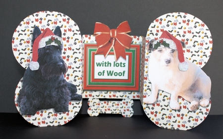 Scottie & Jack Russell Christmas Bone shaped card by Marion Kimberley-Scott