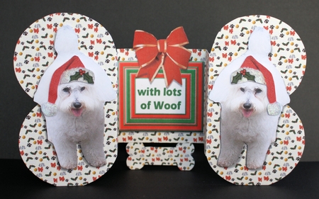 Bichon Frise Christmas Bone Shaped Card by Marion Kimberley-Scott