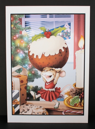 Mrs Christmas Pudding Mouse A4 by Marion Kimberley-Scott