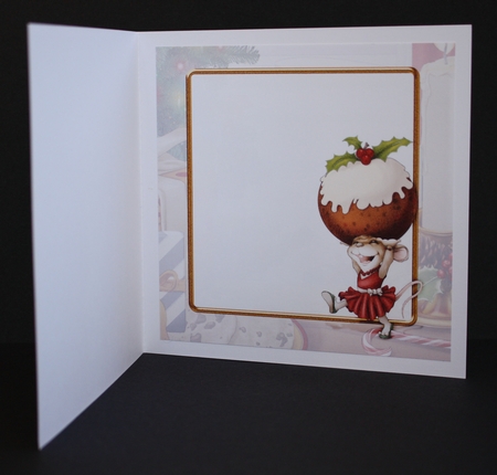 Mrs Christmas Pudding Mouse 8x8 Quick Card Insert by Marion Kimberley-Scott