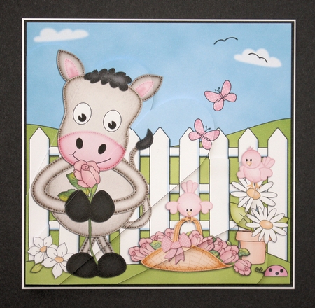 GiGi Horse has a Rose and Basket of Flowers Fan Pyramage Topper by Marion Kimberley-Scott