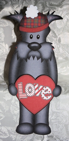 3D On the Shelf Card Kit - Valentine Heart Love & Romance Little Scottie Dog Hamish by Marion Kimberley-Scott
