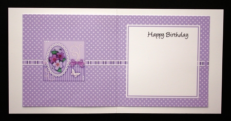 A Touch of Elegance Pretty Violas Pearls and Lace square landscape insert by Marion Kimberley-Scott