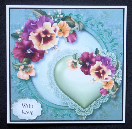 Hearts & Flowers - Pretty Pansies 8x8 by Marion Kimberley-Scott