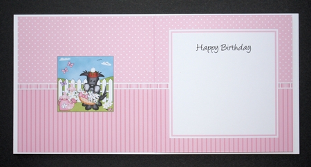 Hamish Scottie Dog has a basket of Pretty Flowers square landscape insert by Marion Kimberley-Scott