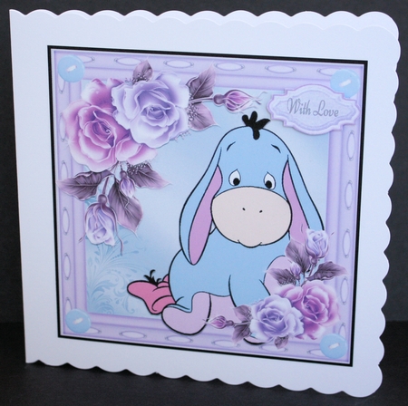 Cute Donkey With Roses 8x8 by Marion Kimberley-Scott