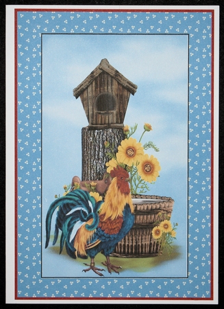 Blue rooster cut and fold card 2 by Marion Kimberley-Scott