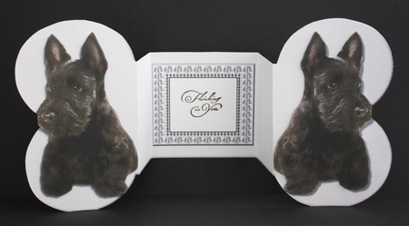 Scottish Terrier Bone shaped card  by Marion Kimberley-Scott