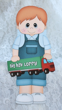 3D On the Shelf Card Kit - Little Toddler Cash is the Birthday Boy with ages 1 - 5 age HGV Lorry Decoupage by Marion Kimberley-Scott