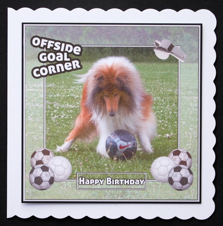 Footballer Collie 8x8 Card Front by Marion Kimberley-Scott