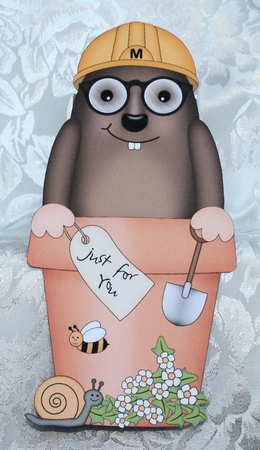 3D On the Shelf Card Kit - Flower Pot Friends Little McDoug Mole by Marion Kimberley-Scott