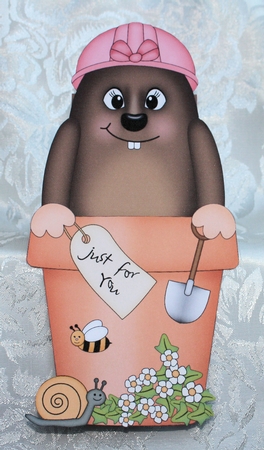 3D On the Shelf Card Kit - Flower Pot Friends Little Marcie Mole by Marion Kimberley-Scott